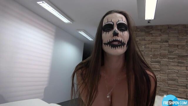 Mea Melone puts on some terrifying makeup and fucks