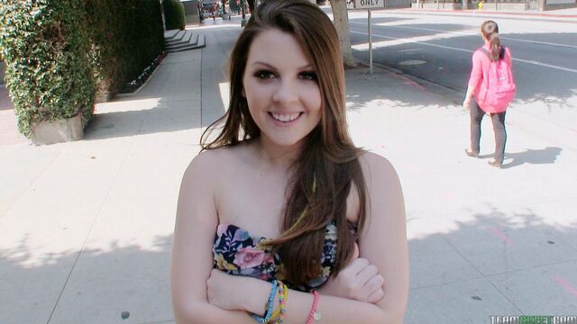 Beautiful brunette model Cali Hayes is enjoying hard sex so much