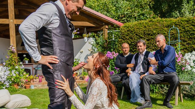 Public sex on the grass with a shameless chick Charlie Red