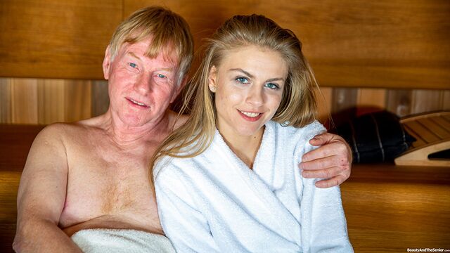 An old man fucked a very young long-legged girlfriend Bonnie Dolce