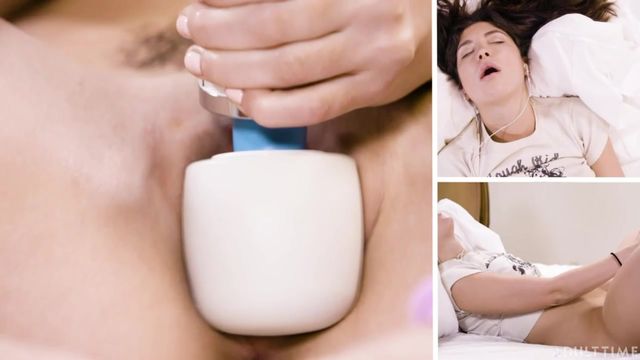 Cute brunette Jane Wilde is playing with her lovely sex tool