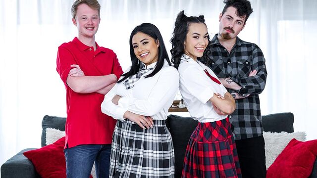 Bitchy girls Serena Santos and Sawyer Cassidy enjoy dick-riding