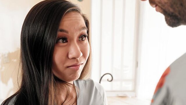 Teen brunette Kimmy Kimm takes a massive dick in her mouth