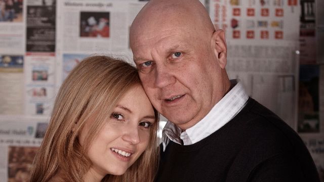 Beautiful teen model Nataly Von impaled by a fat old man from behind