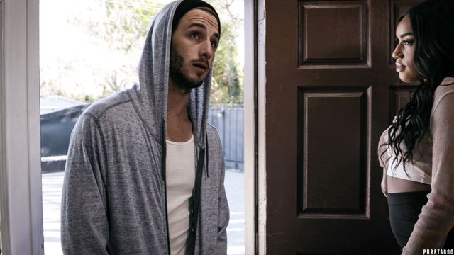 Good-looking black model Ashley Aleigh fucked by a long white cock