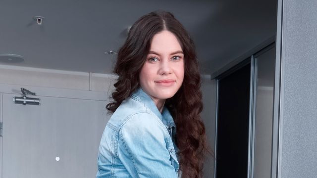 Angelic brunette Tina Grey looks extremely hot in the cowgirl pose