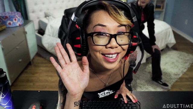 Astonishing slender teen Kimberly Chi impaled in her lovely poses