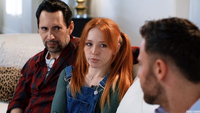 First double penetration of a hot slim redhead Madi Collins