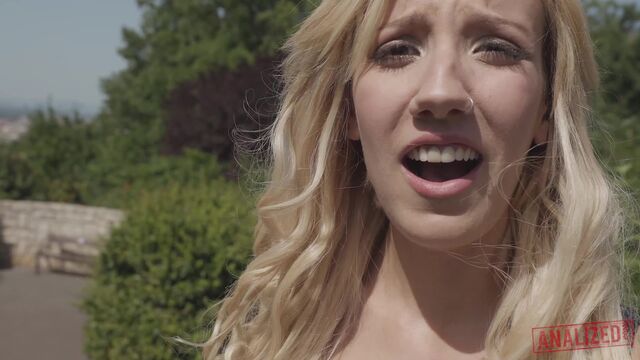 Slender young blonde Sophia Grace is enjoying interracial anal