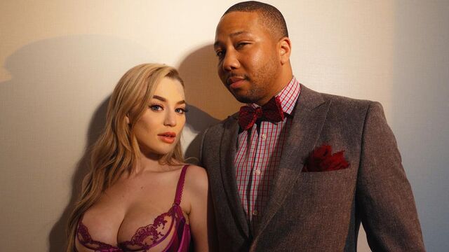 Lovely blonde Blake Blossom feels a long dick in her trimmed pussy