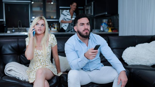 Gorgeous blonde Nikki Sweet cheats on her boyfriend in the bed