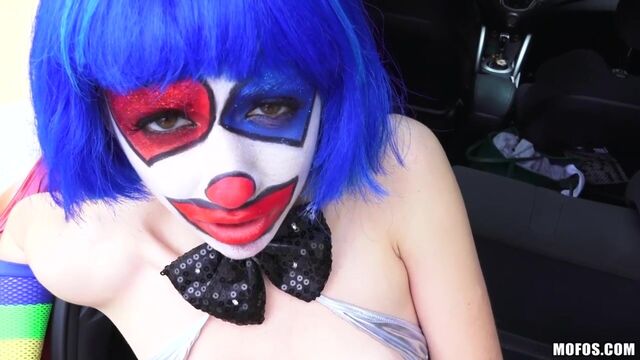 Clown girl Mikayla Mico opens her hungry crack for a pretty huge boner