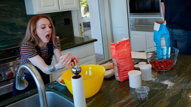 Sex-addicted teen slut Madi Collins impaled in the kitchen