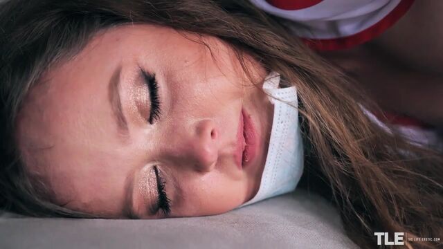 Sensual brunette Lusilla is having fun with a huge toy on the sofa