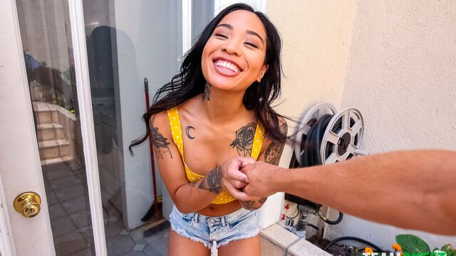 Exotic Asian/ebony hottie Honey Gold gets banged in a POV vid