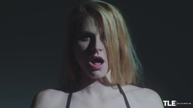 Sensual blonde teen Jade is touching her wet snatch in the night