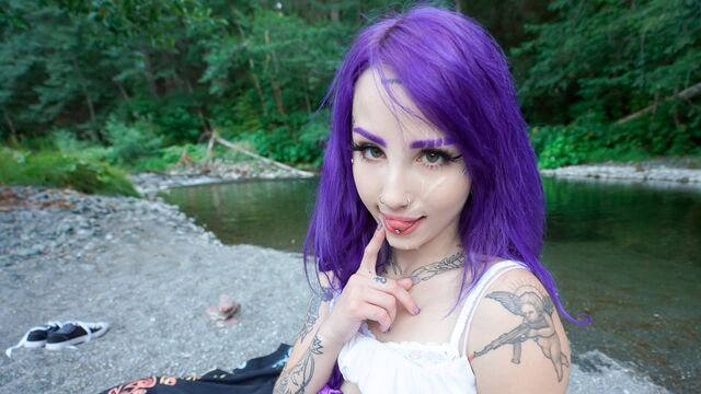 Purple-haired inked model Val Steele fucked by a big penis