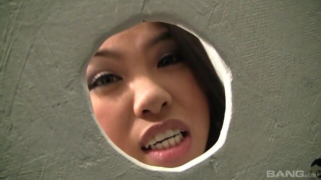 Asian brunette Cindy Starfall is sucking a dick on her knees