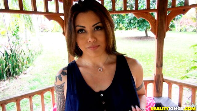 Raven-haired chick Debra Stokes is enjoying nasty sex in POV