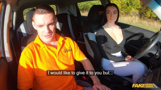 Quick sex in the car with a stunning brunette teen Lady Gang