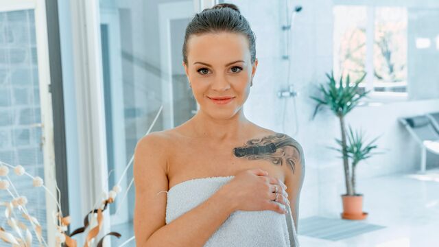 Beautiful brunette with nice small tits Lita Phoenix jumps on a big dick