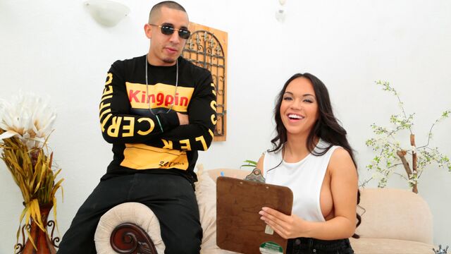 Big-bottomed angel Emily Mena is enjoying hard sex so much