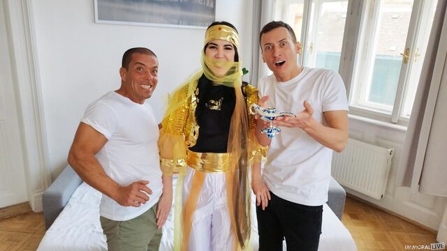 Nasty interracial threesome with a slutty brunette Lady Dee