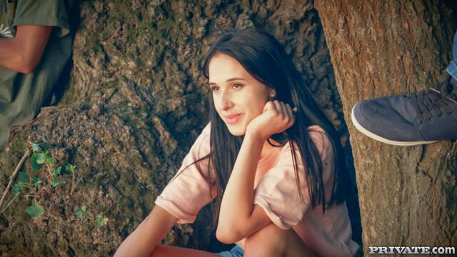 Stunning brunette with round botto Alyssa Bounty fucked by a big dick