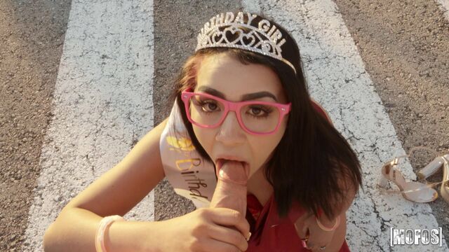 Cute-looking chick Kitty Love is getting fucked by the road