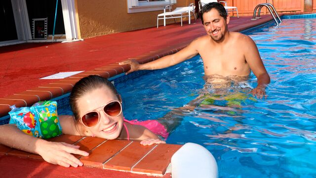 Cheating teen Carolina Sweets nicely penetrated by a pool guy