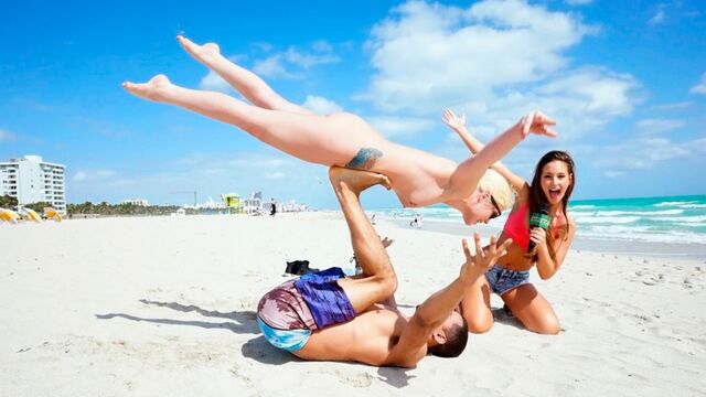 Two glamorous busty dolls Molly Mae and Layla London VS huge dick