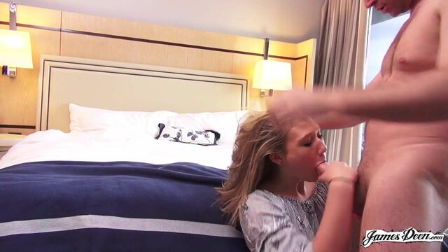 Aesthetic doll April Aniston shows off her oral skills on the knees