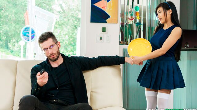 Beautiful chick with nice boobs Ember Snow rides on a missive penis