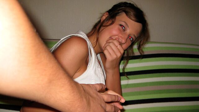 Fresh model with long legs Vlaska nicely impaled on the sofa