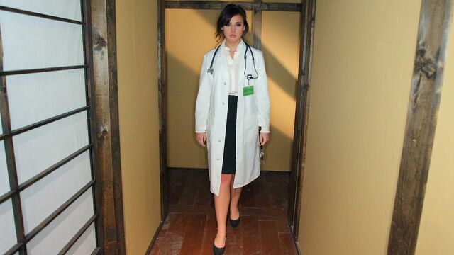 Hard sex in the sideways pose with a beautiful busty babe Brooke Lee Adams