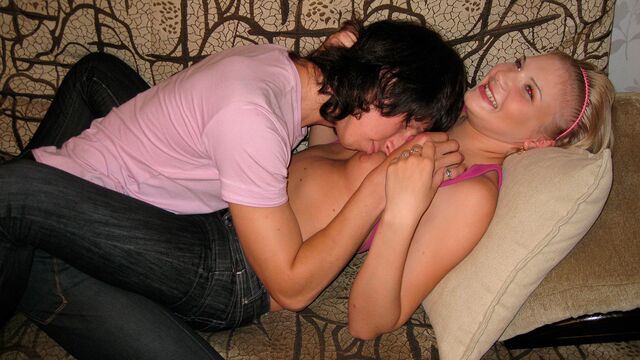 Tiny boobs blonde getting fucked from behind by her BF