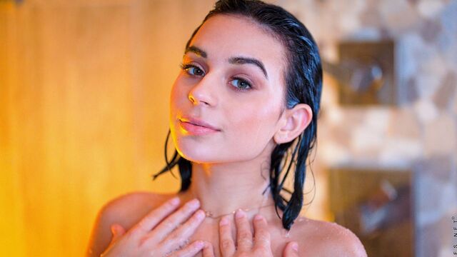 Aesthetic solo masturbation with a gorgeous beauty Aria Valencia