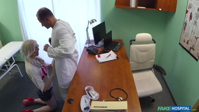 Leggy babe Lady Any nicely screwed on the medicine table by big cock