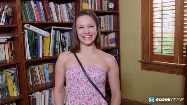 Good-looking brunette teen London screwed by a huge penis