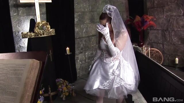 Aesthetic busty brunette in white stockings likes hard fuck