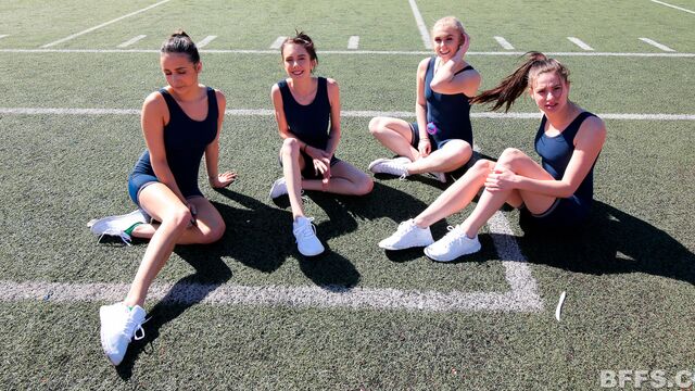 Lesbian games on the sofa with Eva Marie, Richelle Ryder and Ashley Adams