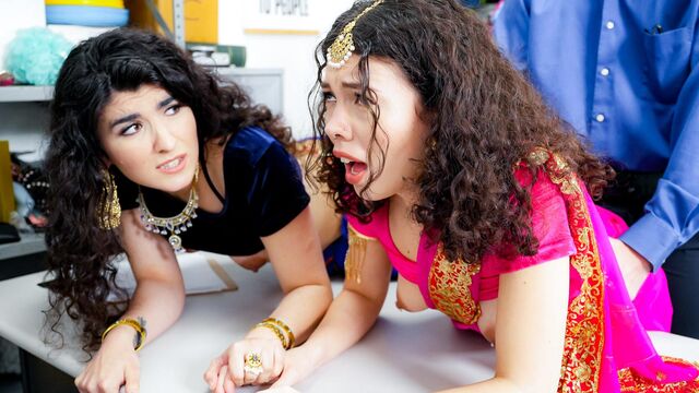 FFM fuck on the table with two hot girlfriends Satine Summers and Nikki Slick