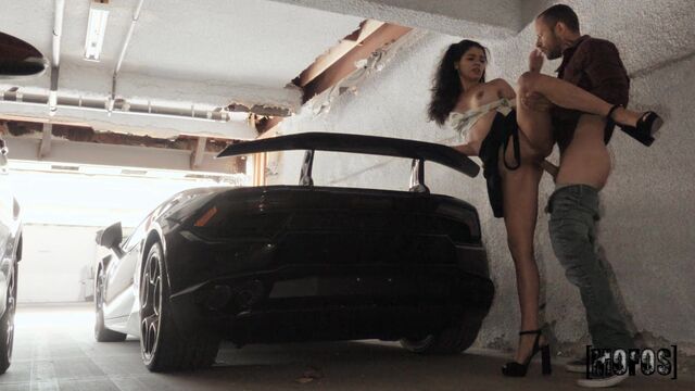 Driver is fucking with a nice-looking young brunette Harley Haze