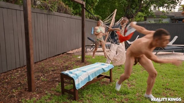 Sex on the backyard with a good-looking redhead Aria Kai