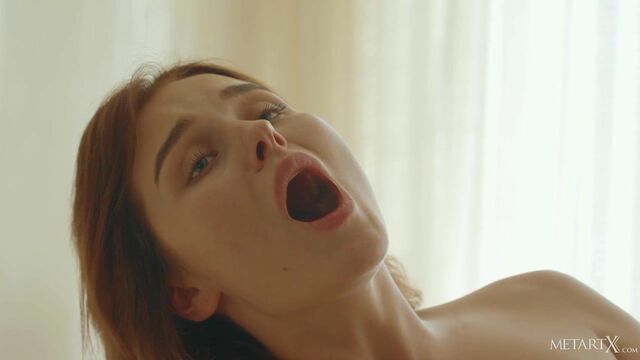 Kery is touching her accurate soft pussy in close-up