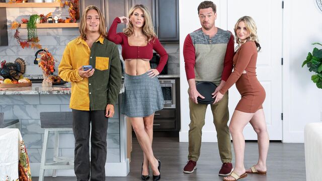 Teen VS MILF foursome sex session with hot Axel Haze and Britt Blair