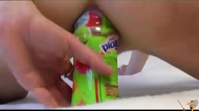 Nasty masturbation in close-up with a soda can and a hot blonde Iva