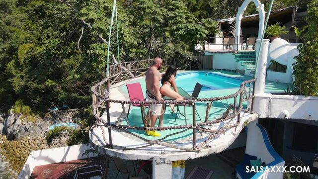 Brunette with perfect big boobs Alaska Rod jumps on a huge dick