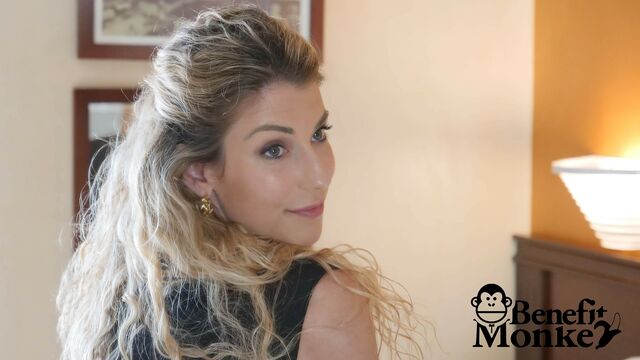 Good-looking blonde MILF Shona River plays with her lover's cock