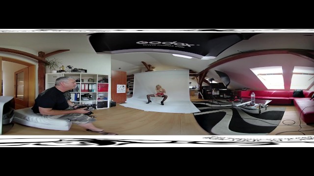 Playful Anna Ray at backstage trailer